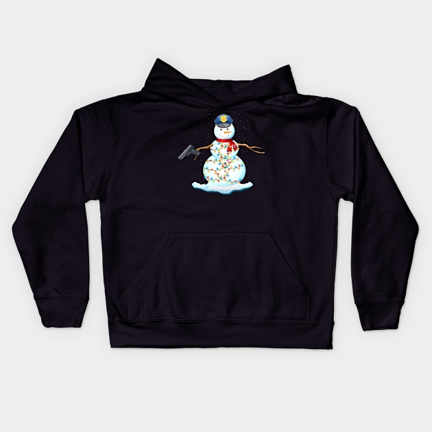 Police Snowman Christmas Lights Shirt Boy Kid Men Gift Kids Hoodie by aaltadel